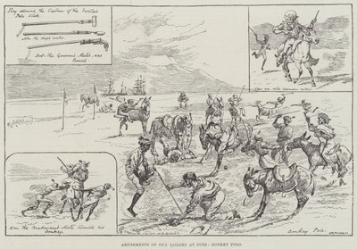 Zabawy naszych Żeglarzy w Suezie, Donkey Polo autorstwa Alfred Courbould